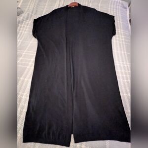 OAK + FORT Wool Blend Black Long Knit Cardigan Vest Size L